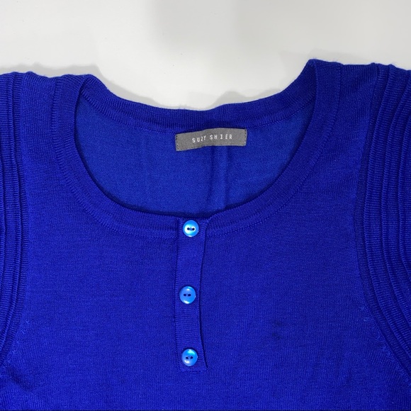 SUZY SHIER CASUAL ROYAL BLUE TOP - Picture 2 of 3